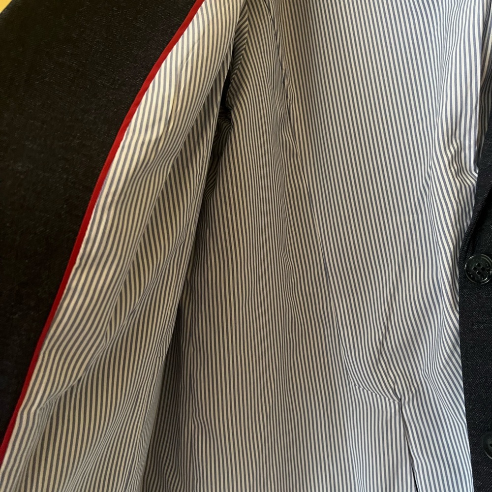 Talbots NWT Aberdeen blazer navy chambray fully lined w red pinstripe very sharp - Picture 3 of 5